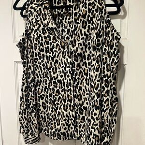 Cache Animal Print Sleeveless Blouse